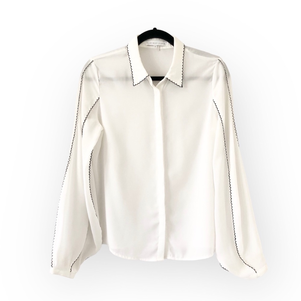 Endless Rose Classy Balloon Sleeves Button Down Blouse Top Size S